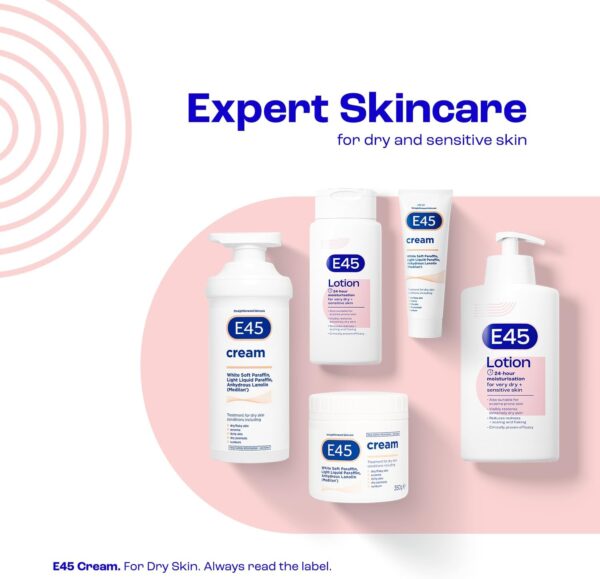 E45 Dermatological Moisturising Lotion 200 ml – Body Lotion – Daily Moisturiser for Long-Lasting Hydration for Dry Skin and Sensitive Skin – Protect from Dryness, Reduce Redness and Flaking
