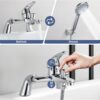 Rehomthy Bath Mixer Tap with Shower Head and Hose, Modern Round Monobloc Single Bath Tap with Shower Kit, Chrome