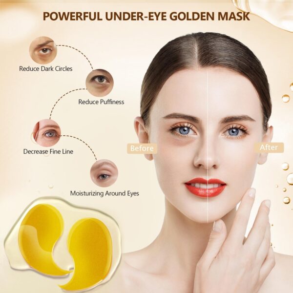 60 Pcs 24K Gold Under Eye Patches, 30 Pairs Women Undereye Mask for Puffy Eyes Dark Circles Treatment, Beauty Skin Care Products, Men Collagen Gel Pads Hydrating for Eye Bags Puffiness Wrinkle
