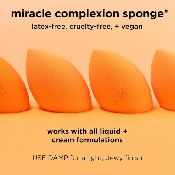 Real Techniques Miracle Complexion Makeup Sponge Full Cover Foundation, Pack Of Two (Packaging May Vary)