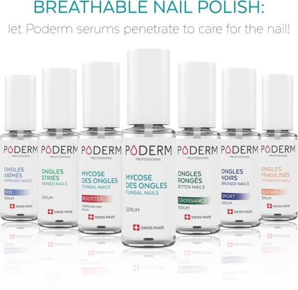 PODERM - FUNGAL NAIL INFECTIONS - Powder Pink nail varnish TEA TREE - Prevention & Treatment of Nails Yellowed/Damaged by FUNGAL INFECTIONS - TREATS & COLOURS - foot/hand treatment - Swiss Made