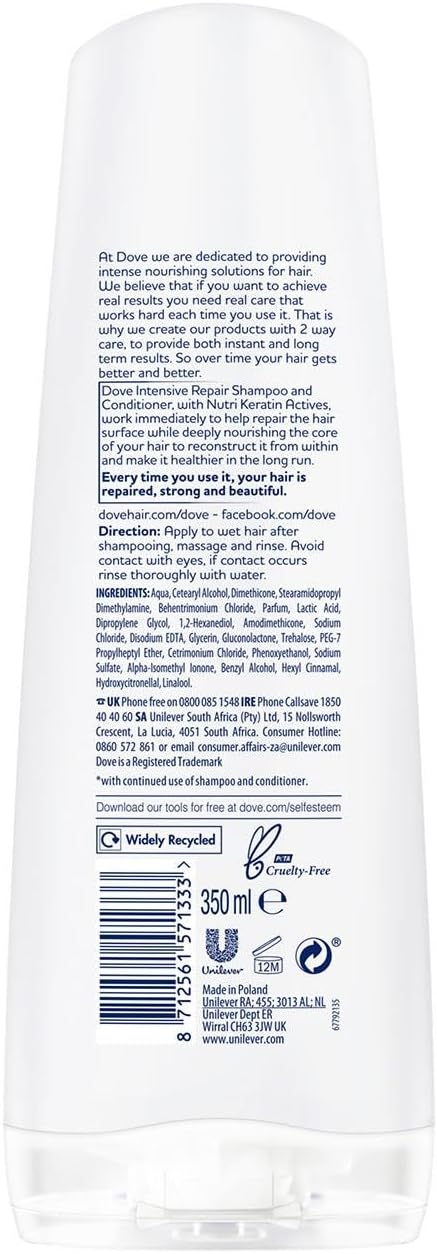 Dove Intensive Repair Conditioner for hair, 350 ml Bulk buy Pack of 6