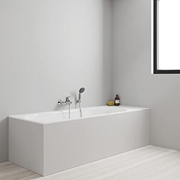 GROHE Start Flow – Exposed Wall Mounted 1 Metal Lever Bath Mixer Tap (Automatic Bath/Shower Diverter, 46 mm Ceramic Cartridge, Integrated Non-Return Valve, Metal Wall escutcheons), Chrome, 23772000