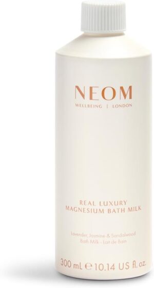 NEOM- Magnesium Bath Milk, 300ml (Real Luxury) | Lavender, Jasmine & Sandalwood | Organic Oil & Vitamin E | Moisturise & Nourish