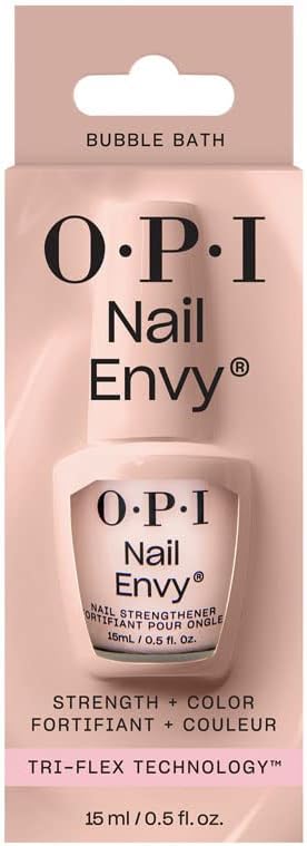 OPI Nail Envy Nail Polish, Strong Nail Strengthener Treatment For Strong Nails, Vegan Nail Repair and Strenght for Damaged Nails, Pink Nail Polish Bubble Bath 15ml