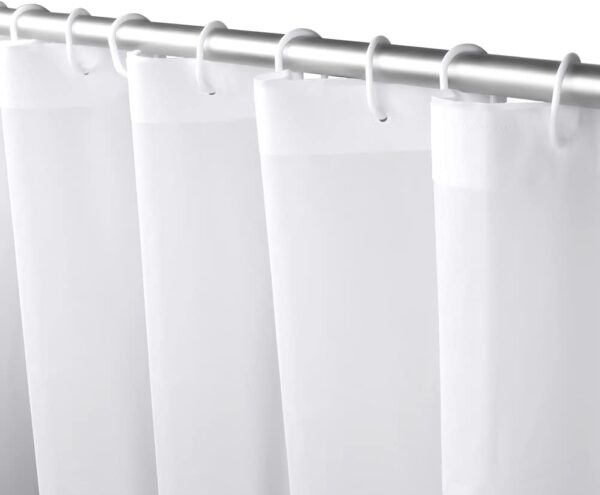 URAQT Shower Curtain Anti Mould, Waterproof PEVA Bath Curtains, Mildew Resistant Bathroom Shower Curtains with 12 Hooks, Plain Colors Bathtub Curtains for Bath Tub Shower Stall, 180 x 180 cm, White