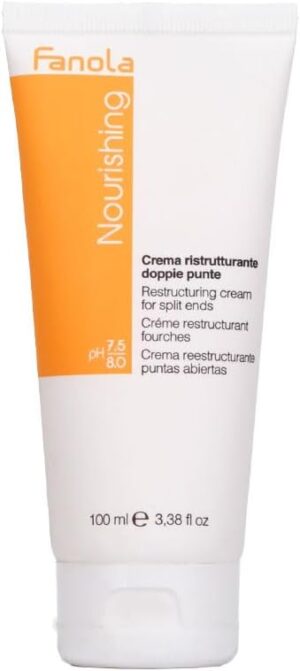 Fanola Restructuring Cream for Split Ends, Hair Cream Treatment to Repair and Prevent Split Ends, Enriched Formula with Keratin and Milk Proteins for Soft and Shiny Hair, 100