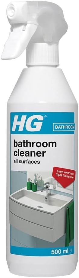 HG Spray Cleaner for Showers and Washbasins – Anti-Limescale Cleaner Spray for Toilet, Tiles, Shower and Bathtub, 500 ml