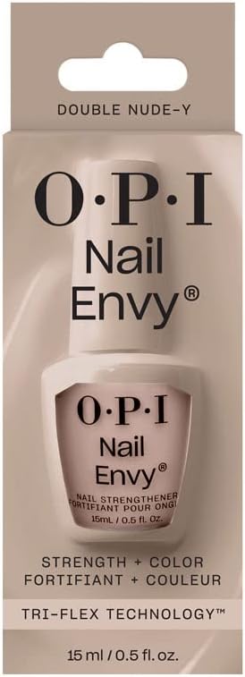 OPI Nail Envy Nail Polish, Strong Nail Strengthener Treatment For Strong Nails, Vegan Nail Repair and Strenght for Damaged Nails, Nude Nail Polish Double-Nude-y 15ml