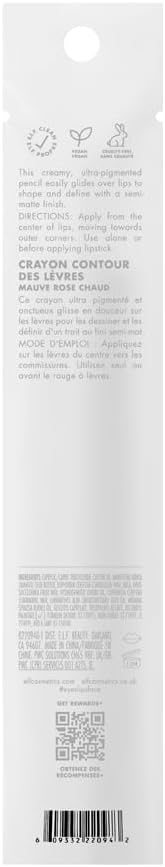 e.l.f. Cream Glide Lip Liner, Shape & Sculpt Lips, High-Pigment Pencil, Semi-Matte Finish, Vegan & Cruelty-Free, Mauve Aside