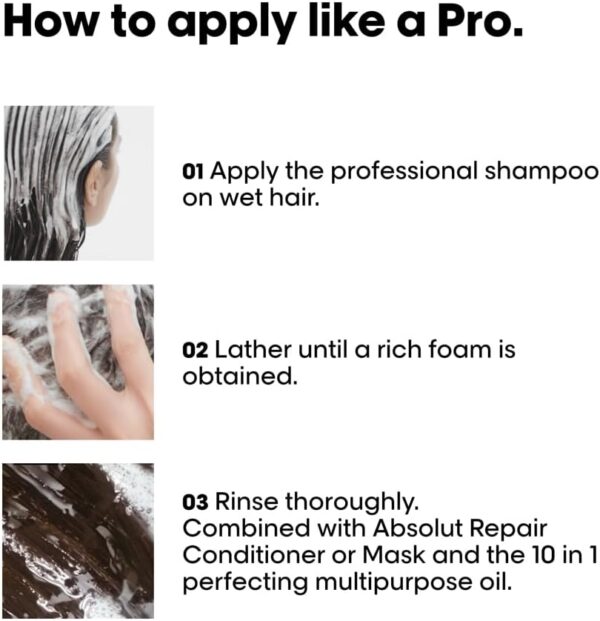 L’Oréal Professionnel | Shampoo, With Protein And Gold Quinoa for Dry And Damaged Hair, Serie Expert Absolut Repair