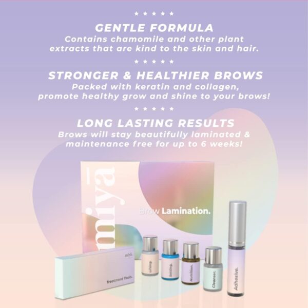MIYA LASH | Brow Lamination Kit | Professional Eyebrow Lamination with Keratin | DIY Brow Lift Kit | Fuller, Thicker Brows for 6 weeks | Easy to Use | Includes Instruction, Treatment Tools & Brushes