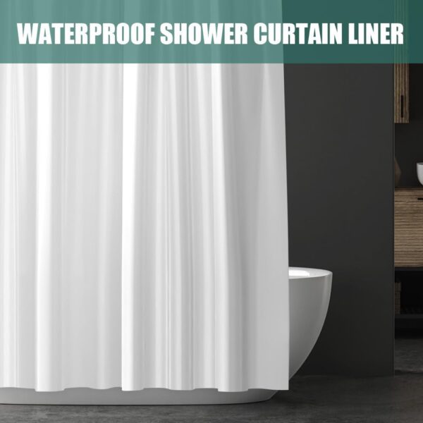 URAQT Shower Curtain Anti Mould, Waterproof PEVA Bath Curtains, Mildew Resistant Bathroom Shower Curtains with 12 Hooks, Plain Colors Bathtub Curtains for Bath Tub Shower Stall, 180 x 180 cm, White