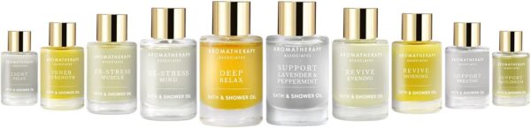 Aromatherapy Associates Ultimate Wellbeing Bath & Shower Oils Collection 10 X 9Ml - Infused with Essential Oils, The Purest, Ethically Viable, Natural, Raw Ingredients