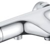 Thermostatic Bath Shower Mixer, Bevankly Exposed Thermostatic Shower Mixer Taps Valve Anti Scald Tap, Deck Mounted Bath Shower Mixer Bar with Anti-Scald Control Valve, Brass, 180mm