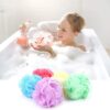 51-RqYo1KgL._AC_SL1000_.jpg 4 Pack Multi-Colour Bath Shower Scrunchie - Exfoliating Mesh Loofah Body Wash Pouf | Bath Sponges for Shower Scrubber | Body Scrubbers & Shower Accessories