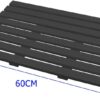 Unibos | Premium Rectangular Wooden Bath Mat | Non Slip – Non Slip Bath/Shower Mat – Easy Clean Non Slip Shower Mats– Comfortable for Feet – Draining Holes – Modern Design (BLACK)