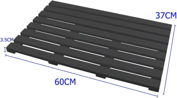 Unibos | Premium Rectangular Wooden Bath Mat | Non Slip – Non Slip Bath/Shower Mat – Easy Clean Non Slip Shower Mats– Comfortable for Feet – Draining Holes – Modern Design (BLACK)