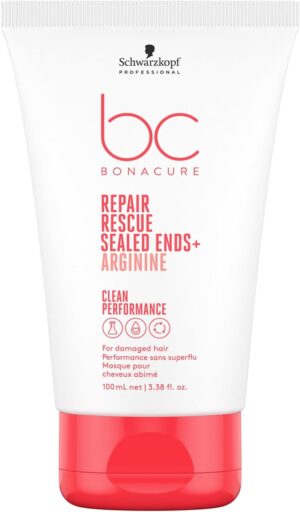 Schwarzkopf Professional Bonacure Repair Rescue Sealed Ends Intensive Cream Serum For Damaged Hair Vegan Care Complex Arginine Less Hair Breakage Stronger Hair Elasticity Improved Combability 100 ml