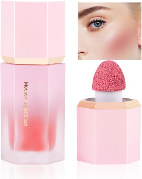LOPHE Liquid Blush for Cheeks, Soft Cream Liquid Blush Stick With Fine Glitter, Natural-Looking Face Cheek Tint Blush Makeup, Long Lasting Blendable Lightweight Moisturizing Beauty Makeup for Cheeks