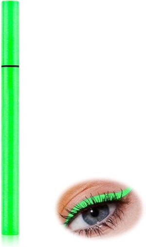 Matte Liquid Eyeliner, Matte Colored Eyeliner Pen, Green Eyeliner Long-Lasting, Waterproof Liquid Eye Liner, for Fluorescent Face, Body, Eye Makeup, Halloween (Green)