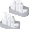 5120aiRTvdL._AC_SL1500_.jpg SUNFICON 2 Pack Grey Adhesive Shower Caddy Basket Bathroom Shelf Organiser Wall Mounted Spices Storage Rack No Drilling Shower Shelf Bath Essentials Makeups Shampoo Holder with 4 Clear Adhesives