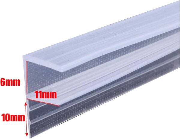 F Shape Bath Shower Screen Seal Strip Soft Rubber Shower Door Seal Strip 2 Metres Long Shower Seals Fits 6-10mm Glass for Curved and Vertical Screens or Doors (F-6MM)