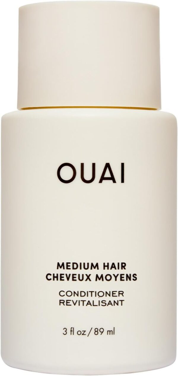 OUAI Medium Conditioner Travel Size - Hydrating Hair Conditioner with Coconut Oil, Babassu Oil, and Keratin - Strengthens, Repairs and Adds Shine - Paraben and Phthalate Free Hair Care Products - 89ml