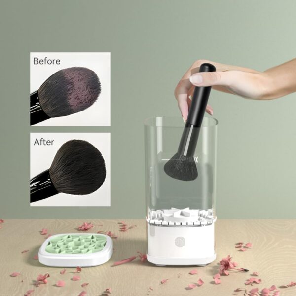 Flohsen Electric Makeup Brush Cleaner, Multi-Functional Cosmetic Brush Cleaner, Portable Automatic Makeup Brush Cleaning Solution With Dryer-Holder, Charger, USB-C cable, Beauty Gift for Women