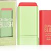 LOPHE 3 in 1 Blush Stick for Cheeks Lips Eyes, Long Lasting Lipstick Blusher Stick, Waterproof Lightweight Cream Blush, Moisturize and Blendable Blushers for Women Girls Cheeks Makeup (Hot Red)