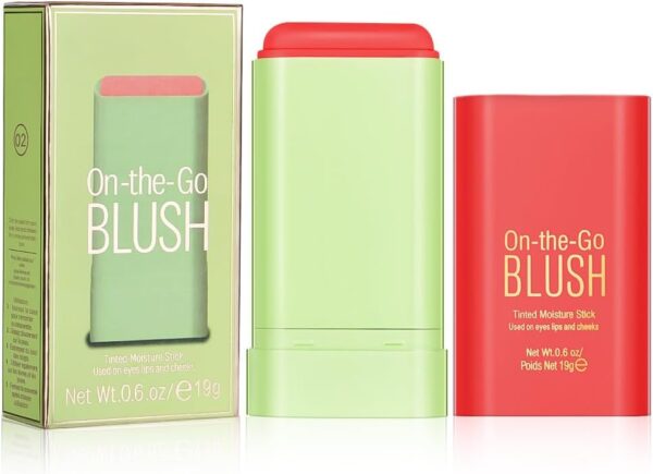 LOPHE 3 in 1 Blush Stick for Cheeks Lips Eyes, Long Lasting Lipstick Blusher Stick, Waterproof Lightweight Cream Blush, Moisturize and Blendable Blushers for Women Girls Cheeks Makeup (Hot Red)