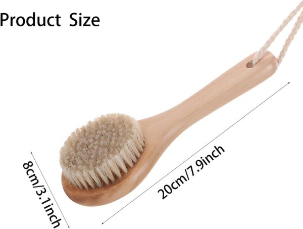 RUIENGCOMM Back Scrubber for Shower Natural Bristles Bath Brush Shower Brush with Short Handle Dry Bath Body Brush with Soft Natural Bristles for Exfoliating Skin