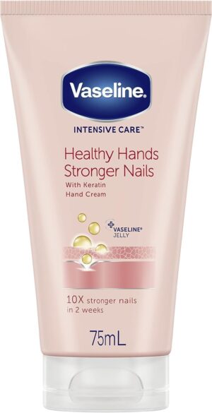 MM Vaseline Healthy Hands Stronger Nails Hand Cream 3x 75ml | Moisturising Hand Lotion Pack | Nail Strengthener Formula