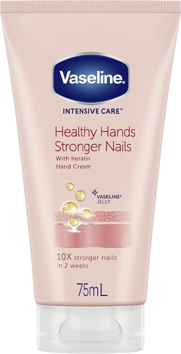MM Vaseline Healthy Hands Stronger Nails Hand Cream 3x 75ml | Moisturising Hand Lotion Pack | Nail Strengthener Formula