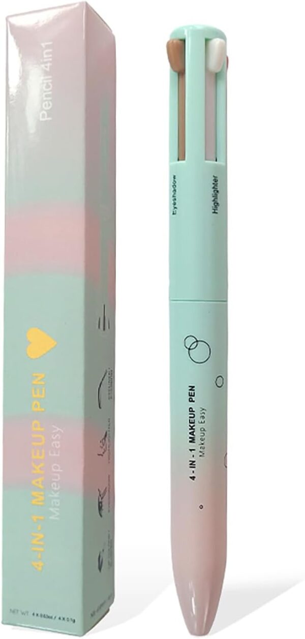 MKNZOME 4 in 1 Makeup Pen, Eye Liner, Lip Liner, Brow Liner Eyebrow Pencil, Highlighter Pen for Eye, Lip and Face Makeup, Long Lasting, Waterproof, Blendable, Multi-Function Beauty Pencil, Pack of 1