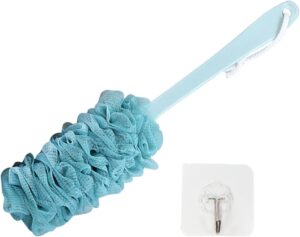 Back Scrubber Long Handle Loofah Bath Brush for Shower, 17 Inches Back Brush Shower Sponge on a Stick(Blue)