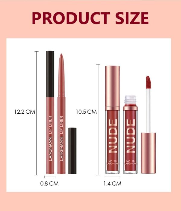 6 Matte Lipstick with 6 Lipliners Durable Lip Gloss,Long-Lasting&Waterproof Non-Stick Cup High Pigmented Velvet Lipgloss Kit,Beauty Cosmetics Gift for Girls(12PCS)