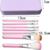 ZHIYE Children Makeup Brushes, 7Pcs Makeup Brush Set Foundation Eyebrow Eyeliner Brush Cosmetic Concealer Brushes for Kids Girls, Women trave - Pink with case
