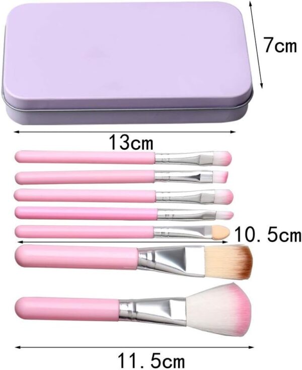 ZHIYE Children Makeup Brushes, 7Pcs Makeup Brush Set Foundation Eyebrow Eyeliner Brush Cosmetic Concealer Brushes for Kids Girls, Women trave - Pink with case