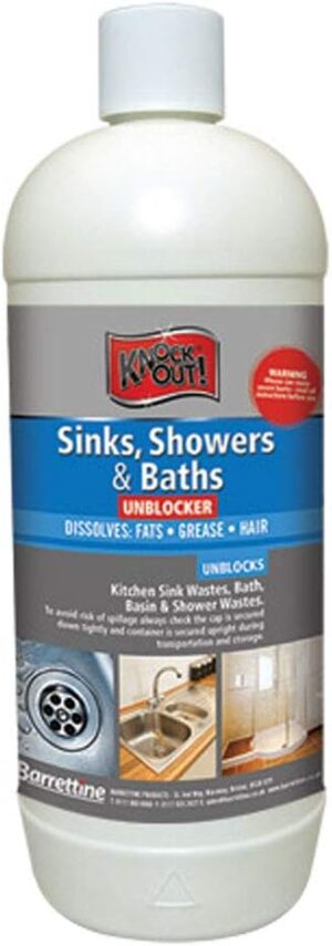 Knock Out Sinks/Showers and Baths Unblocker, 1 Litre