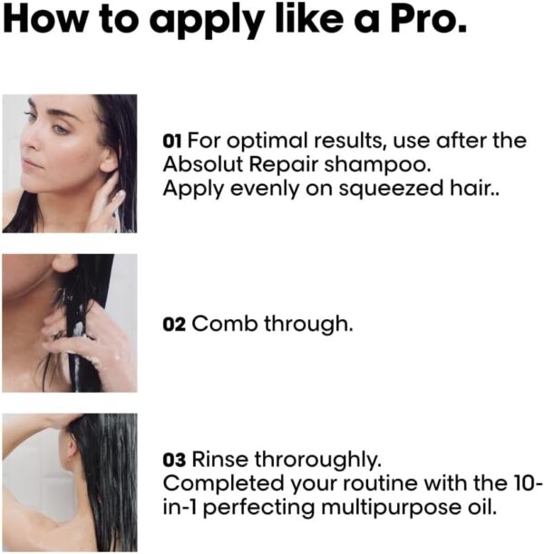 L’Oréal Professionnel Conditioner, With Protein And Gold Quinoa for Dry And Damaged Hair, Serie Expert Absolut Repair