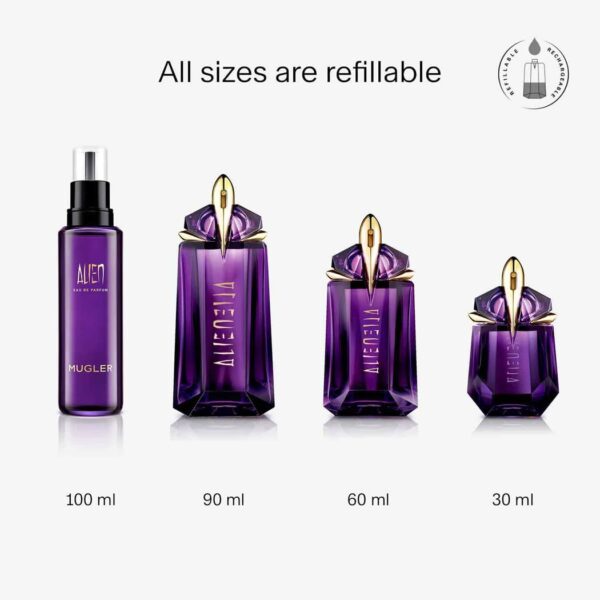 MUGLER Alien, Eau de Parfum, Women's Perfume, Ambery, Woody and Floral Aroma, Vibrant Fragrance, Refillable