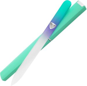 Bona Fide Beauty Czech Glass Nail File in Case, Pastel Green Violet Crystal Nail File for Natural Nails - Professional Nail Care Handcrafted from The EU