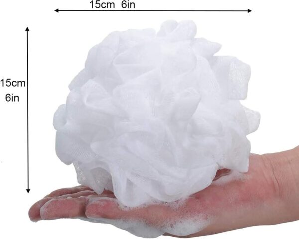 4 Exfoliating Bath Puff Super Soft Wash Ruffles for Bathtub and Shower, Skin Scrubbing and Body Exfoliating Ball Loofah Sponges Easiest and Most Effective Way to Exfoliate (Four Bath Ruffles)