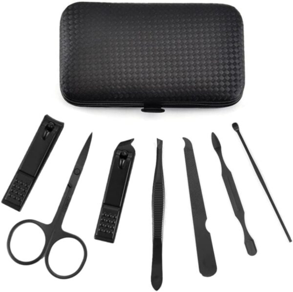 aRKé Manicure set Nail Clippers Professional Fingernail & Toenail grooming Kit Tweezers Eyebrow Scissors for mens and women Travel size 7Pcs Nail Care Tools with Black Case