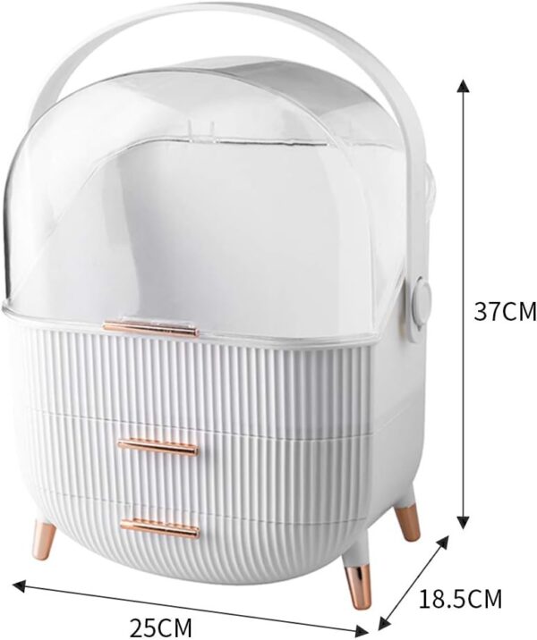 Multi-Function Make Up Case Dustproof Cosmetic Storage Box, Organizer Skin Care Products Jewelry Organizer Finishing Box for Bedroom Bathroom Desktop (White)