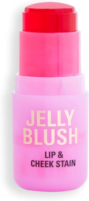 Revolution Beauty, Jelly Blush Stick Lip & Cheek Stain, Long-Lasting & Buildable with Hyaluronic Acid & Aloe, Vegan & Cruelty-Free, Strawberry Red