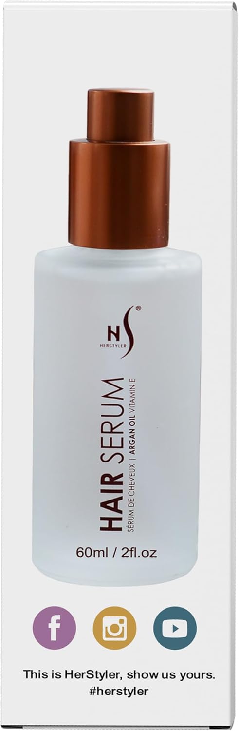 Herstyler Argan Oil Hair Repair Serum | Vitamin E Hair Serum and Aloe Vera Hair Serum for Frizz Control, Shine and Straightening | 60 Milliliter / 2 Fl. Oz.
