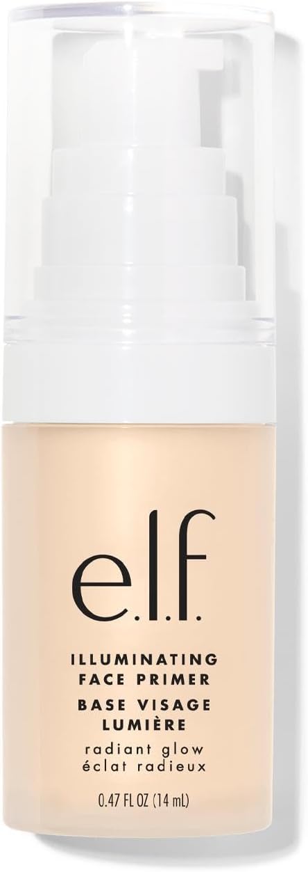 e.l.f. Illuminating Face Primer, Silky Makeup Primer For Creating A Radiant Glow, Fills In Fine Lines & Refines Complexion, Small, 0.47 Oz