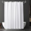 URAQT Shower Curtain Anti Mould, Waterproof PEVA Bath Curtains, Mildew Resistant Bathroom Shower Curtains with 12 Hooks, Plain Colors Bathtub Curtains for Bath Tub Shower Stall, 180 x 180 cm, White